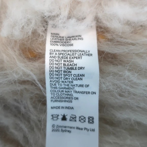 Zimmermann Ladybeetle Embroidered Shearling Jacket Multicolor Leather Size 0 NEW - Picture 6 of 6